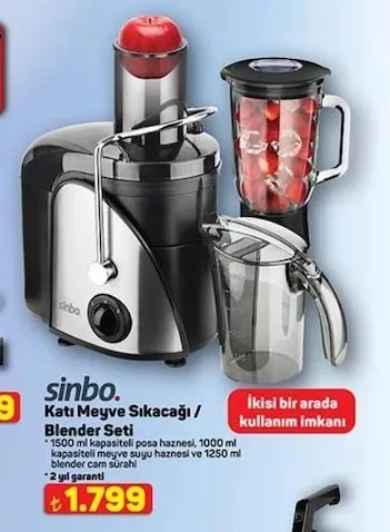Sinbo Katı Meyve Sıkacağı / Blender Seti