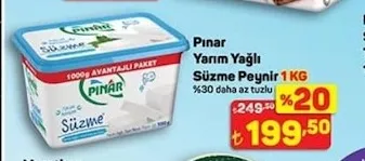 Pınar Yarım Yağlı Süzme Peynir 1Kg