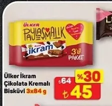 Ülker İkram Çikolata Kremalı Bisküvi 3X84 G