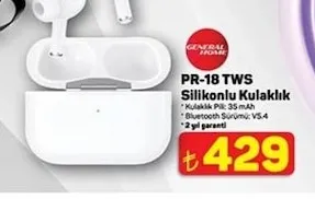 General Home Pr-18 Tws Silikonlu Kulaklık