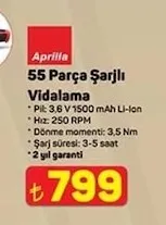 Aprilla 55 Parça Şarjlı Vidalama