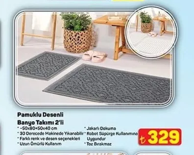 Pamuklu Desenli Banyo Takımı 2'Li