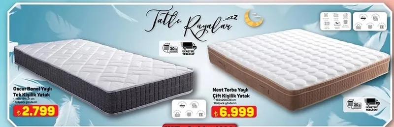 Oscar Bonel Yaylı Tek Kişilik Yatak 180X190X21Cm