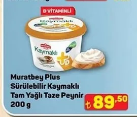 Muratbey Plus Sürülebilir Kaymaklı Tam Yağlı Taze Peynir 200 G
