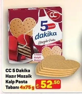Cc 5 Dakika Hazır Mozaik Kalp Pasta Tabanı 4X75 G
