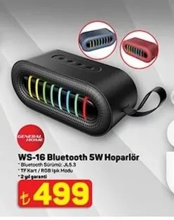 General Home Ws-16 Bluetooth 5W Hoparlör