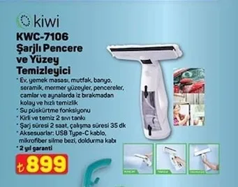 Kiwi Kwc-7106 Şarjlı Pencere Ve Yüzey Temizleyici