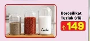 Borosilikat Tuzluk 3'Lü