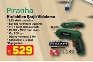 Piranha Kırılabilen Şarjlı Vidalama