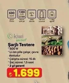 Kiwi Garden Şarjlı Testere