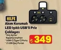 Hilfe Akım Korumalı Led Işıklı Usb'Li Priz Çoklayıcı