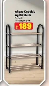 Ahşap Çubuklu Ayakkabılık 4 Katlı