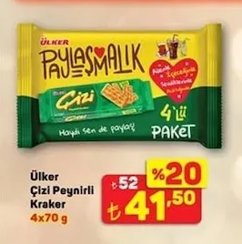 Ülker Çizi Peynirli Kraker 4X70 G