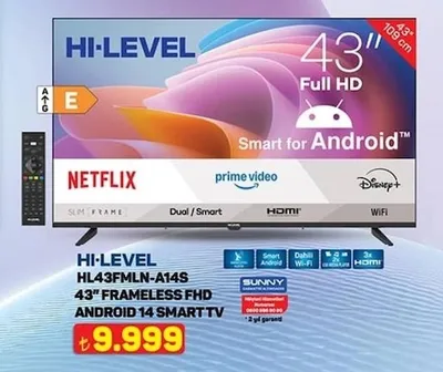 Hi-Level Hl43Fmln-A14S 43'' Frameless Fhd Android 14 Smart Tv