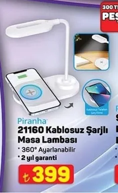 Piranha 21160 Kablosuz Şarjlı Masa Lambası