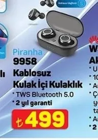 Piranha 9958 Kablosuz Kulak Içi Kulaklık