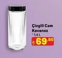 Çizgili Cam Kavanoz 1,4 L