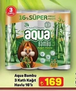 Aqua Bambu 3 Katlı Kağıt Havlu 16'Lı