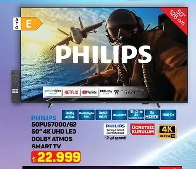 Philips 50Pus7000/62 50'' 4K Uhd Led Dolby Atmos Smart Tv