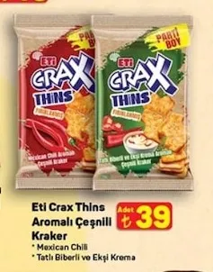 Eti Crax Thins Aromalı Çeşnili Kraker