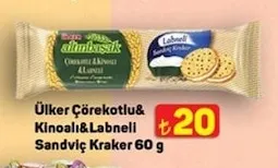 Ülker Çörekotlu & Kinoaalı & Labneli Sandviç Kraker 60 G