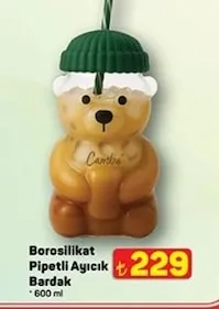 Borosilikat Pipetli Ayıcık Bardak