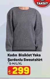 Kadın Bisiklet Yaka Şardonlu Sweatshirt