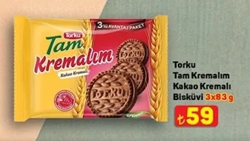 Torku Tam Kremalım Kakao Kremalı Bisküvi 3X83 G