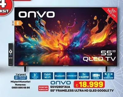 Onvo 55Vq90F3Ua 55 Frameless Ultra Hd Qled Google Tv