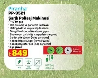 Piranha Pp-9521 Şarjlı Polisaj Makinesi