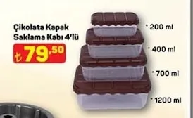 Çikolata Kapak Saklama Kabı 4'Lü