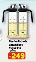 Bambu Tabaklı Borosilikat Yağlık 2'Li