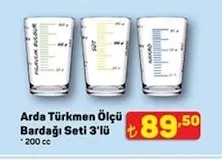 Arda Türkmen Ölçü Bardağı Seti 3'Lü 200 Cc