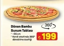 Dönen Bambu Sunum Tablası 35 Cm