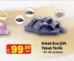 Erkek Eva Çift Tokalı Terlik