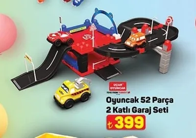 Uçar Oyuncak 52 Parça 2 Katlı Garaj Seti
