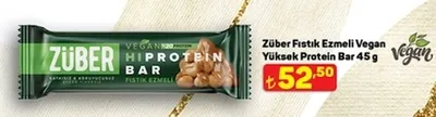 Züber Fıstık Ezmeli Vegan Yüksek Protein Bar 45 G
