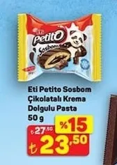 Eti Petito Sosbom Çikolatalı Krema Dolgulu Pasta 50 G