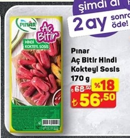 Pınar Aç Bitir Hindi Kokteyl Sosis 170 G