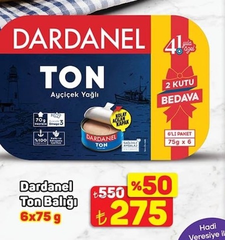 Dardanel Ton Balığı 6X75 G