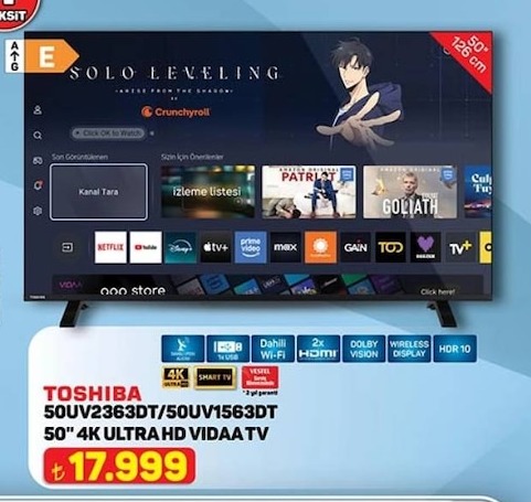 Toshiba 50U2363Dt/50Uv1563Dt 50" 4K Ultra Hd Vıdaa Tv