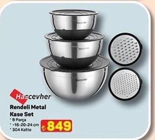 Hascevher Rendeli Metal Kase Seti