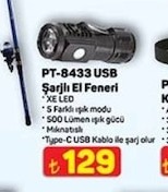 Pt-8433 Usb Şarjli El Feneri