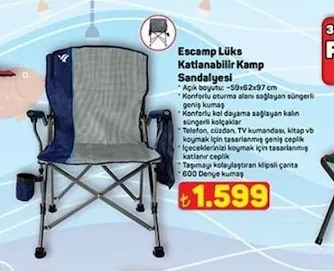 Escamp Lüks Katlanabilir Kamp Sandalyesi