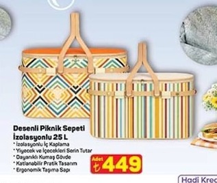 Desenli Piknik Sepeti 25 L