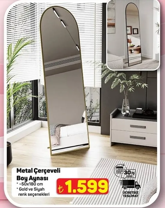 Metal Çerçeveli Boy Aynası
