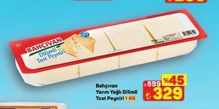 Bahçıvan Yarım Yağlı Dilimli Tost Peyniri 1 Kg