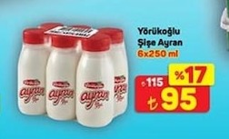 Yörükoğlu Şişe Ayran 6X250 Ml