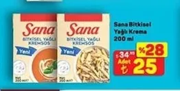 Sana Bitkisel Yağlı Krema 200 Ml