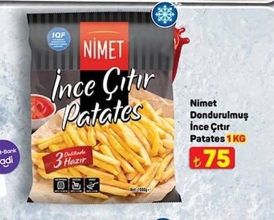 Nimet Dondurulmuş İnce Çıtır Patates 1 Kg